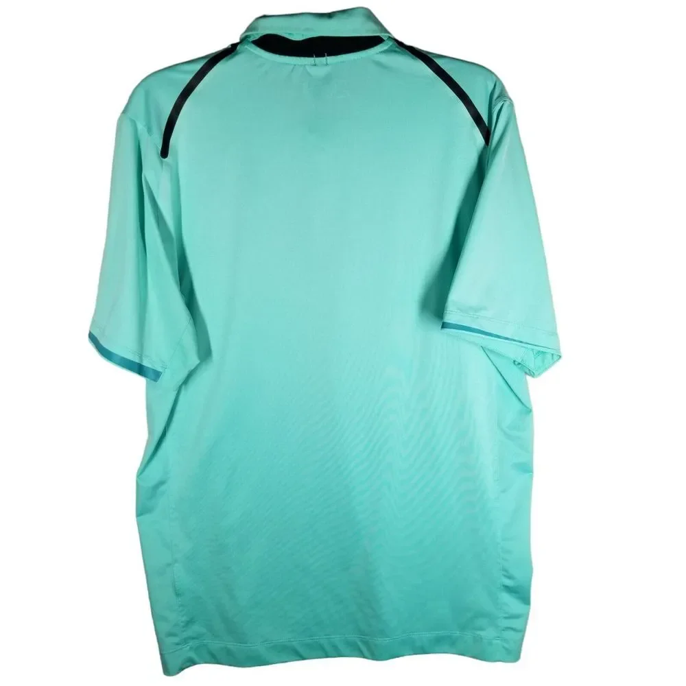 Nike Golf Tour Performance Mens Medium Aqua Teal Black Active‎ Dri-Fit Polo